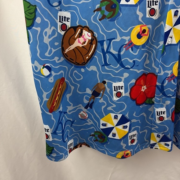 Kansas City Royals Hawaiian Button Down Short Sleeve Size XL Miller Lite - Picture 5 of 8